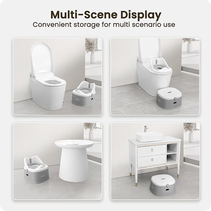 3 in 1 Potty Training Toilet, Toddler Potty Training Seat, Baby Potty Trainning Step Stool, Potty Trainer for Boys and Girls, Gray