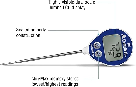 DeltaTrak 12214 Waterproof Dishwasher Thermometer Kit w/Auto-Cal