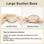 Silicone Baby Feeding Set | Baby Led Weaning Supplies Includes Suction Bowls and Divided Plates, Adjustable Bib, Baby Utensils Spoons and Forks,Cup | Baby Feeding Essentials (Beige)