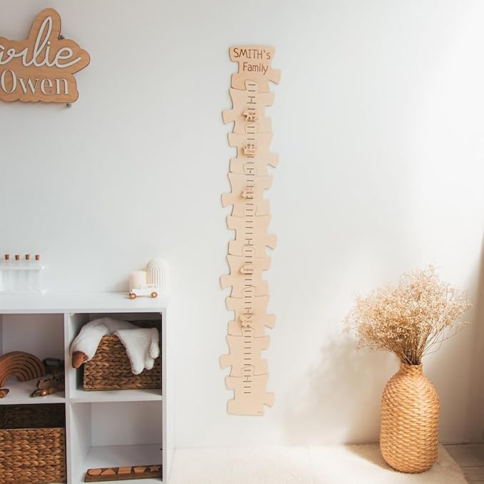 Personalized Wooden Growth Chart for Kids – Height Ruler Wall Decor for Nursery, Toddler, Baby & Family – Custom Name Growth Chart – Wooden Kids Height Measurement Ruler (Plywood)
