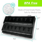 Extra Large Weekly Pill Organizer 2 Times a Day - Remtise Am/Pm Daily Pill Case Medicine Organizer, Push Button 7 Day Pill Box for Pills/Vitamin/Cod Liver Oil/Supplements (Black & White)