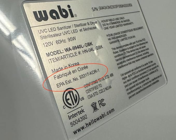 Wabi UVC LED Sanitizer & Dryer Ultra (Gray + Black Trim)