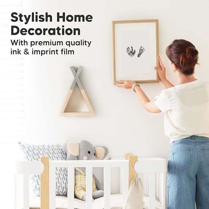 1-Pack Inkless Baby Hand and Footprint Kit - Mess Free Ink Pad for Newborn Keepsake, Dog Nose & Paw Print Kit, Clean Touch Ink Pad for Baby Hand & Footprints, Ideal New Mom Gifts (Jet Black)