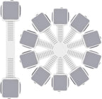 6 Pack Child Safety Cabinet Locks for Baby Proofing, Length Adjustable Latch Straps Dual Button Design for Drawers Fridge Refrigerator Doors Toilet Seat Oven