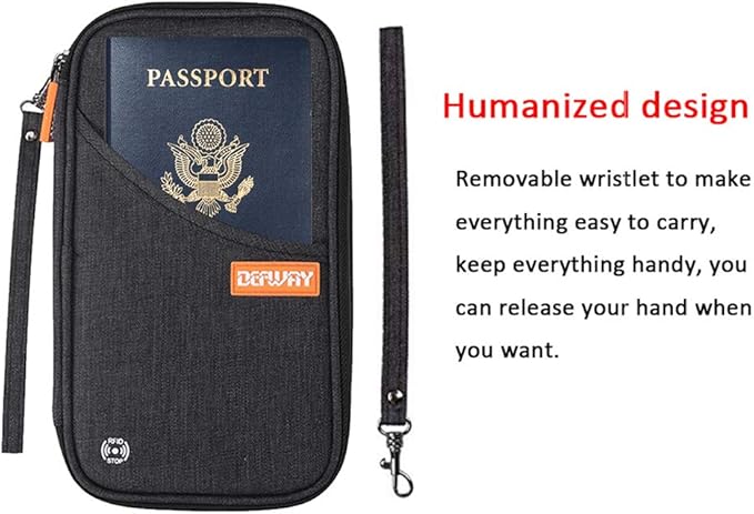 defway Passport Holder Travel Wallet - Family Passport Holder of 4, RFID Blocking Passport Wallet for Men Women, Travel Essentials for Flying, BLACK