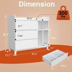 Nursery Dresser with Changing Table Top, Tall Changing Table Dresser of Bedroom, Wooden Dressers & Chests of Drawers, 4 Drawers with 2 Open Shelves, White
