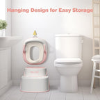 Potty Training Seat with Step Stools, Maliton Potty Training Toilet for Toddlers Girls with Splash Guard, Anti-Slip Toddler Stool for Bathroom, One Potty Seat and 2 in 1 Step Stool for Kids (Pink)