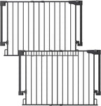 Cumbor 2 Pack 29.2-43" No Bottom Bar Baby Gate for Stairs, 2-in-1 Auto Close Dog Gate Indoor, Hardware Mounted Pet Gate for Doorways with Large Walk Thru Door, Child-Proof Safety Gate for Kids (Black)