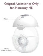 Momcozy Full Set Collector Cup Only Compatible with Momcozy M5 NOT for Others. Original M5 Breast Pump Replacement Accessories (160ml, with Double-Sealed Flange 24mm)