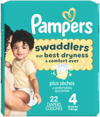 Pampers Swaddlers Diapers, Size 4 (15-34 lbs), 22 Count, Absorbent, Keeps Baby Dry and Comfortable, Skin Safe Disposable Baby Diaper (Packaging May Vary)