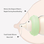 YOHKOH Natural Glass Baby Bottle with Natural Response Nipple, Newborn Anti-Colic Baby Bottles, Wide Neck Mushroom Cap Baby Bottle, Clear (Green, 3.4oz (Pack of 2))