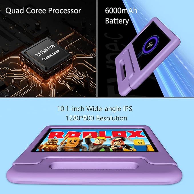 10.1" Kids Tablet Android 14 | 64GB Octa-Core 8GB RAM | Shockproof Case & Parental Control | 12H Fast Charge | HD Display w/Google Kids Space & Educational Apps | WiFi 6/Bluetooth/GPS | Ages 3-12