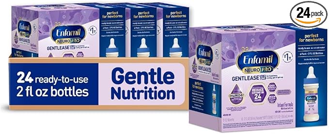 Enfamil NeuroPro Gentlease Baby Formula, Brain Building DHA, HuMO6 Immune Blend, Designed to Reduce Fussiness, Crying, Gas & Spit-up in 24 Hrs, Ready-to-Feed Infant Formula, Liquid, 2 Fl Oz (24 Count)