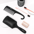 Kitsch Wide Tooth Detangler Comb - Curved Handle for Curly, Wet & Thick Hair, Black Shower Comb for Women
