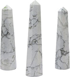 Amazing Gemstone Howlite Crystal Towers - Natural Healing Crystal Point Obelisk for Reiki Healing and Crystal Grid (2 Inch to 3 Inch)