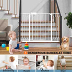 Extra Wide Baby Gate 38.5-43.5 Inch Walk Through Pressure Mounted No Drill Safety Child Gate with Door Tension Metal Gate for Stairs Doorway Puppy Dog Cat