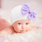 BQUBO Newborn Baby Hats Mittens Set Hospital Hat Beanie Infant Bow Hats Baby Gloves No Scratch Mittens for 0-6 Months