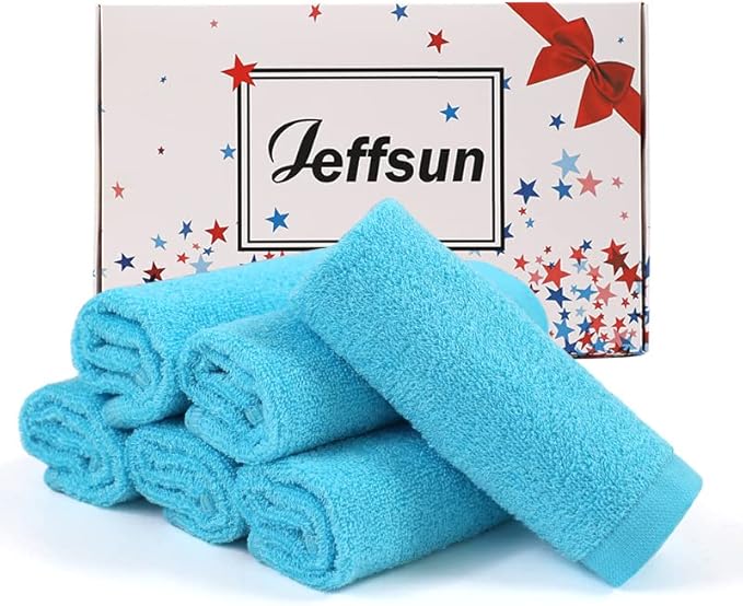JEFFSUN Baby Washcloths 6 Pack, 10x10 inch Heavenly Soft Blue Wash Cloths for Face and Body, Gentle & Safe Face Towels on Sensitive Skin, Baby Essentials Shower Gifts for Newborn Kid Toddler Children