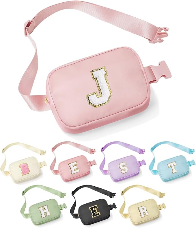 YOOLIFE Friendship Birthday Gifts - Pink Initial Crossbody Bag Belt Bag
