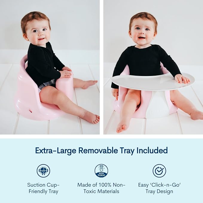 Upseat – The Original Ergonomic Baby Floor & Booster Seat with Tray, Developed with Physical Therapists for Upright Posture & Healthy Hip Development, 4–24 Months, Dishwasher-Safe Extra-Large Tray