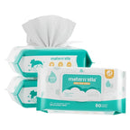 MATERN'ELLA Baby Wipes, Diaper Wipe for Sensitive Skin, 99% Water Based, Hypoallergenic, Unscented & Alcohol-free 3 Flip-Top Packs (240 Wipes Total)