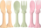 Made in USA Spoon la la Toddler Utensils Set - 6 Pack (3 Spoons & 3 Forks for Kids) - Self-Standing 3D Ergonomic Cat & Dog Handles - BPA-free, Dishwasher Safe, Baby Silverware (Pink, Yellow, Mint)