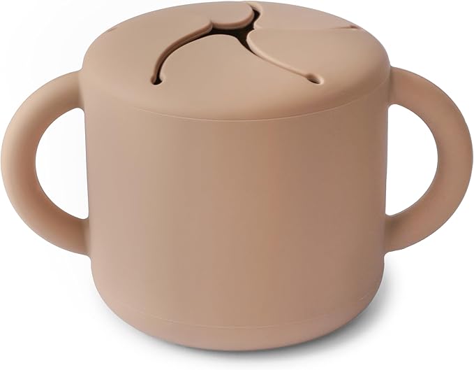 mushie Silicone Snack Cup | Spill Proof Food Container for Toddler and Baby (Natural)