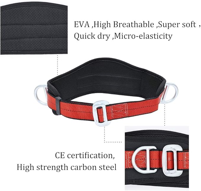 X XBEN Portable Safety Belt Kit, With Hip Pad and 2 D Rings, safety Climbing Harness