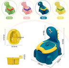 Potty Seat Baby Training Chair Boys Girls Toddler Dinosaur Comfortable children 1-5 years old Baby toilet Animal seat with lid back potty trainer (blue)