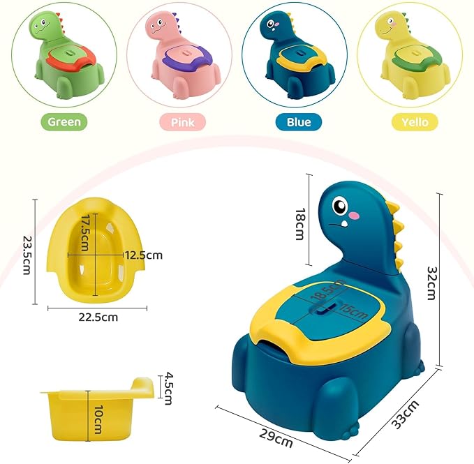 Potty Seat Baby Training Chair Boys Girls Toddler Dinosaur Comfortable children 1-5 years old Baby toilet Animal seat with lid back potty trainer (blue)