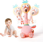 Jollybaby Plush Talking Singing Dancing Musical Flamingo Toy for Toddlers 1-3 Just Like Cactus Toy, Music Mimicking Interactive Toy for Crawling Kids, Sensory Stuffed Toy Gift for Baby 0-6-12 Month