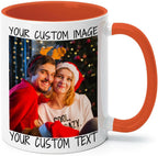 Ship Next Day Custom Mug Design Your Own Photo Text Personalized Picture Gifts for Women Men Customized Gifts Idea Personalized Coffee Mugs 11oz Orange Handle