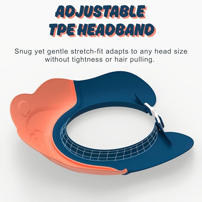 Baby Shower Cap - Waterproof Bath Visor for Toddlers 1-3 Years, Extra Soft Silicone Hair Washing Hat for Kids, Keep Water Out of Eyes(Animal Design) (Blue)