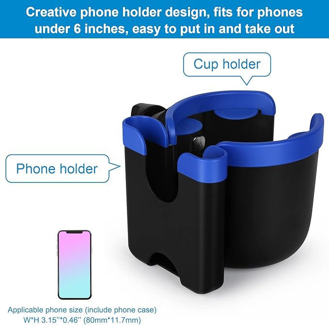 Accmor Stroller Cup Holder with Phone Holder, Bike Cup Holder, Universal Cup Holder for Uppababy Nuna Doona Strollers, 2-in-1 Cup Phone Holder for Stroller, Bike, Wheelchair, Walker, Scooter