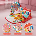 Musical Baby Gyms Play Mats Musical Activity Mat Piano Baby Play Gym Tummy Time Padded Mat for Baby Newborn Toddler Infants (Red)