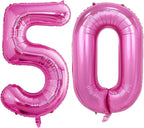 GOER Number 50 Balloons for 50th Birthday Party Decorations,42 Inch Jumbo Foil Helium Balloons for 50th Anniversary (Hot Pink)