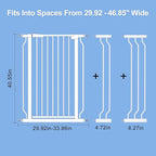 WAOWAO Extra Tall 40.55" Baby Gate 29.92-46.85" Wide Pressure Mounted Walk Through Swing Auto Close Safety White Metal Toddler Child Dog Pet for Indoor Stairs,Doorways,Kitche