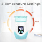 Portable Cordless Baby Bottle Warmer for Travel, Rechargeable with 8 Adapters & 1 Milk Powder Container, Safe Material, Fast Heating, Compatible with Major Brands,Blue