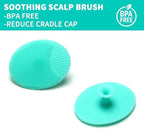 Goat Baby Hair Brush Set, Safe Natural Hair Care Kit with Wooden Soft Goat Bristles Hairbrush Comb Green Silicone Bath Brush for Newborns Toddlers (4pcs Set)