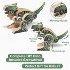Little Jupiter DIY Wooden Kit with Stickers - Dinosaur Toys for Kids for 7-12 Yrs - Dinosaur Toy Woodworking Kits - Wood Crafts - Kids Building Kit - Wooden Crafts (T-Rex)