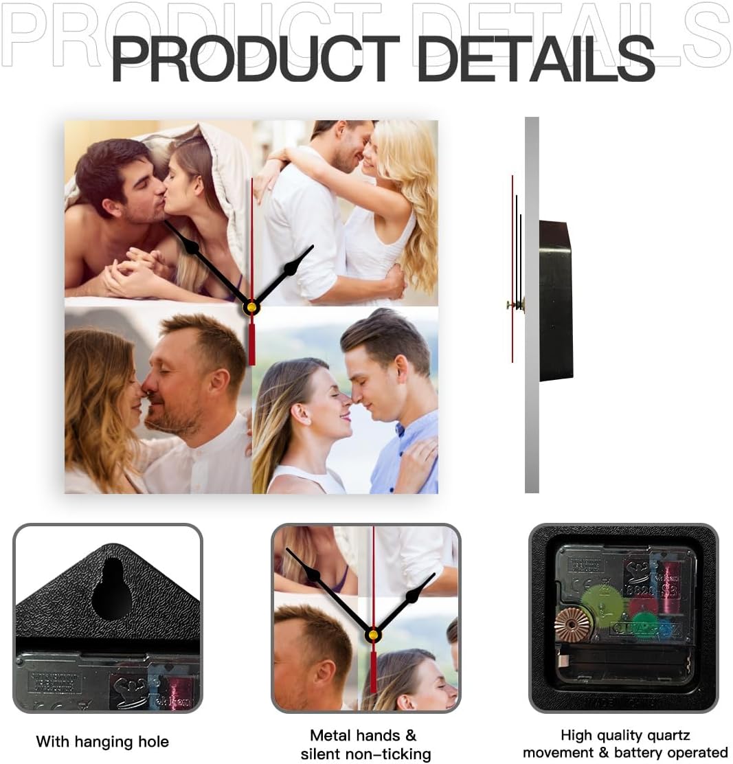Generic Custom Wall Clock Personalized Wall Photo Customized Round Clock for Birthday Wedding Present Family Friends Gifts, 10inch-25cm