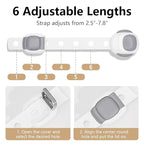 Baby Proof Toilet Lock (4-Pack) - Child Safety Cabinet Locks for Toilet Seat, Drawers, Fridge, Doors | Easy Install with Strong 3M Adhesive | Non-Toxic & Adjustable Strap for Toddler & Pet Safety