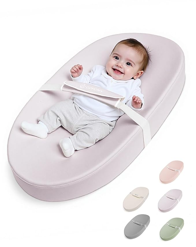 COMOMY Baby Changing Pad with Wipeable & Waterproof PU Cover, Contoured Diaper Changing Pad for Dresser with Non-Slip Safety Belt, Portable and Lightweight, Large Cushioned Foam, Lavender