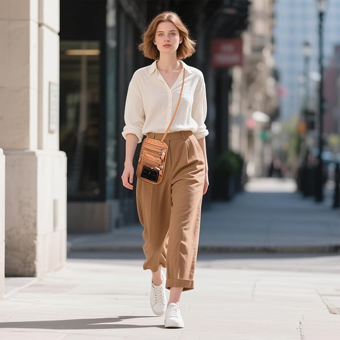 Neck Wallet - Rfid Wallet Women - passport holder for travel - Travel Wallet Passport Holder For Travel Women - 10.3x6.8inch (Yellowish Brown)