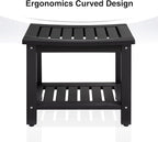 Psilvam Poly Lumber Shower Bench with Storage Shelf, Non-Slip Design, Water Resistant for Bathroom & Living Room (Black)