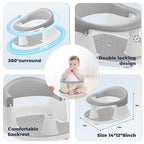 Baby Bath Seat-for Babies 6 Months & up with Temperature Alert+Soft Cushion+Suction, Toddler Bath Seat for Baby, Sitting Up with Baby Bathtub Seat, Grey
