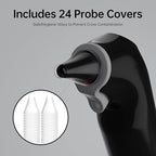 Ear Thermometer, Highly Accurate Ear Thermometer for Kids, Adults and Babies, 30 Memory Recall, 1s Result and 3-Color Fever Alert, with 24 Disposable Probe Covers, Black