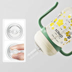 Toddler Sippy Cup, Weighted Straw Baby Drinking Water Bottle with Valved Spout for 6+ Months, 300ml/10oz/Pink/1Pack