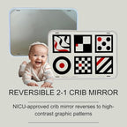 Baby Mirror - Large Crib Mirror - Double-Sided with High Contrast Images - Baby Safe Mirror - NICU Approved - Shatterproof with Hospital Grade Rubber by Genius Baby Toys