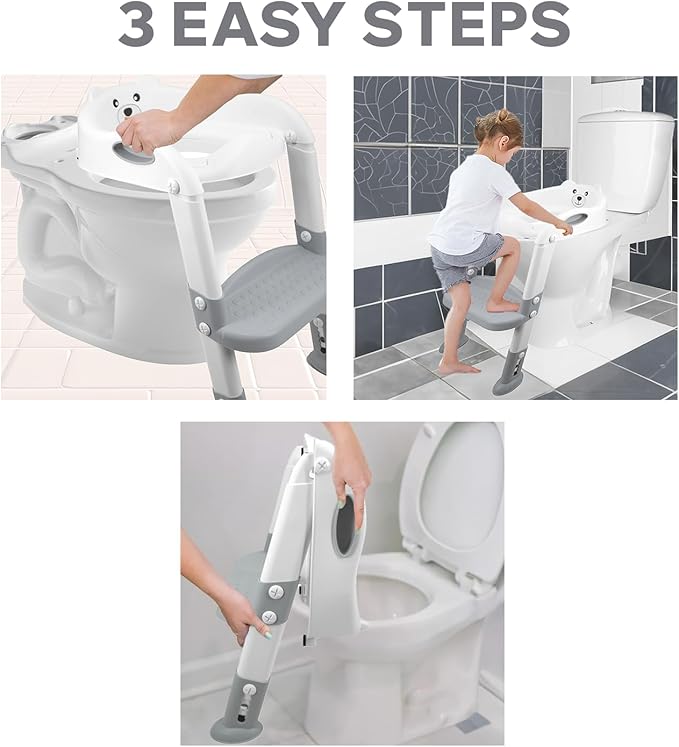 Lulyboo Potty Training Seat & Step Stool with Ladder for Toddlers - Adjustable Non-Slip Seat with Splash Guard, Built-in Handles, and Tracking Chart - Stress-Free and Comfortable Potty Training